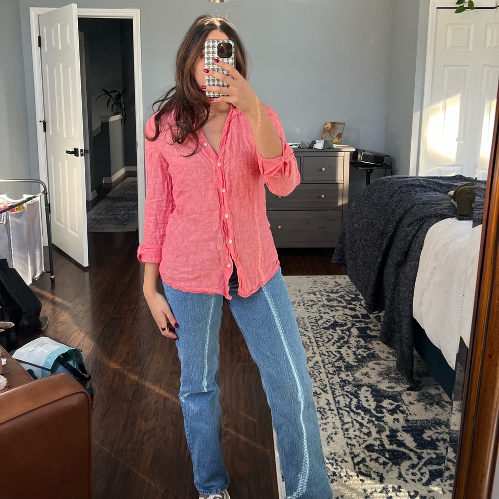Pink JCrew Linen Button Down
